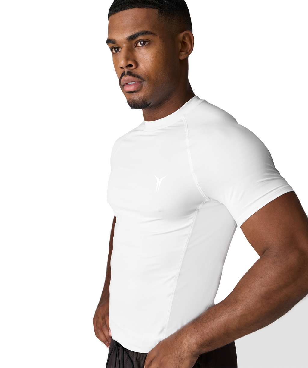 Alpha Muscle Fit Half Sleeve White T-Shirt