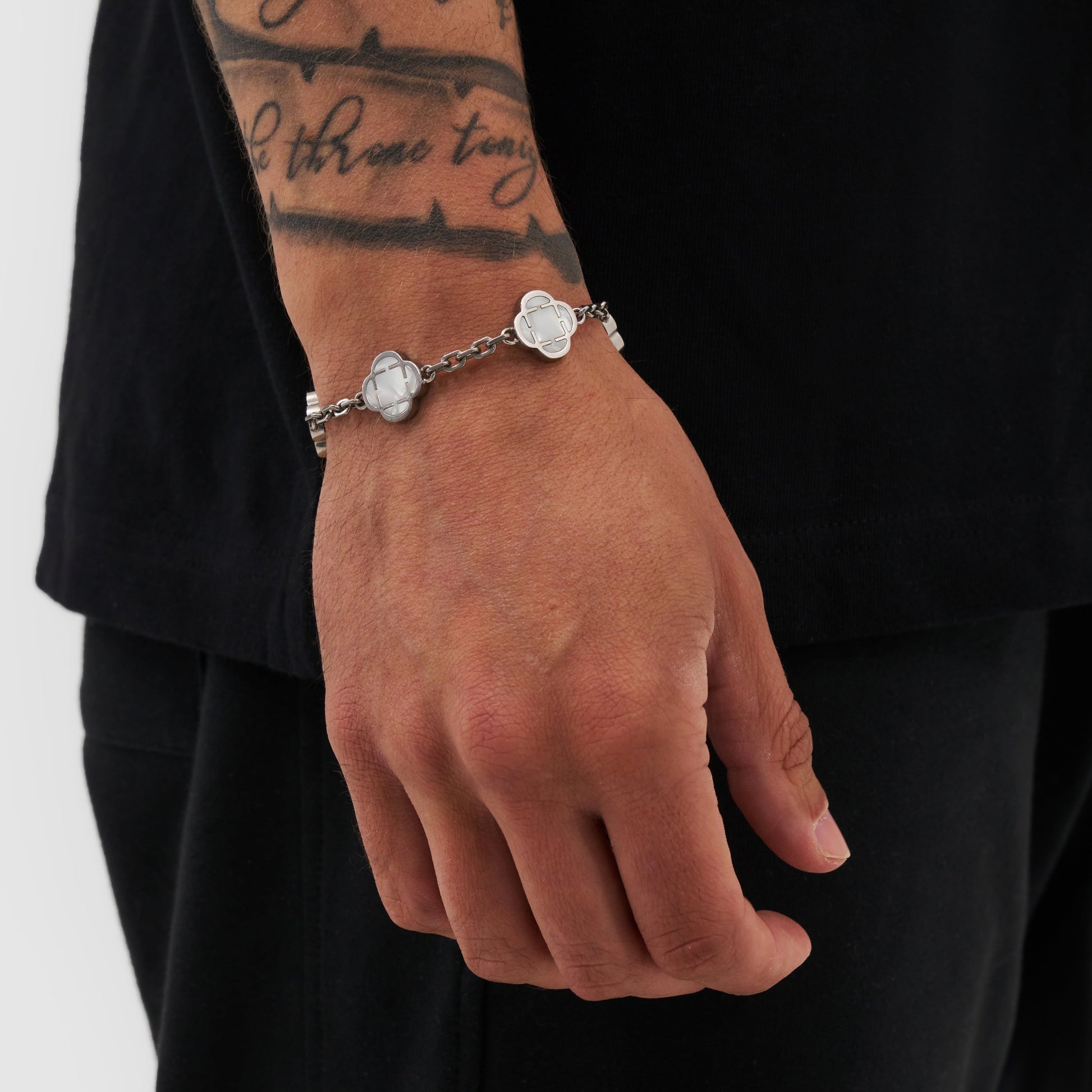 White Clover Stone Bracelet (SILVER)