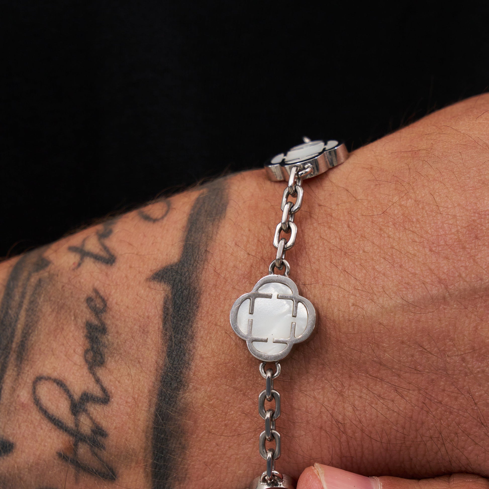 White Clover Stone Bracelet (SILVER)