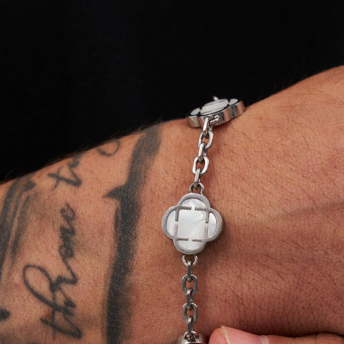 White Clover Stone Bracelet (SILVER)