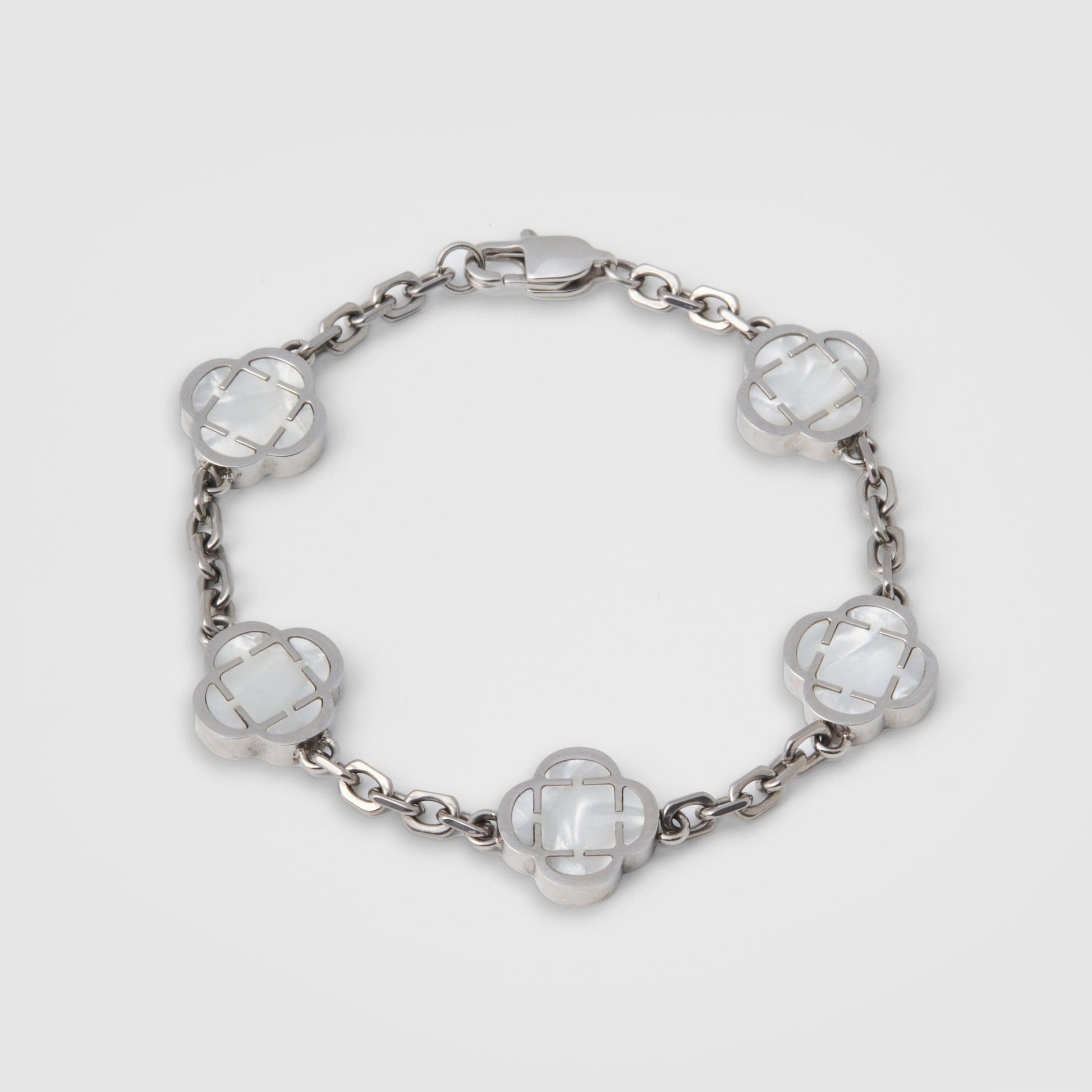 White Clover Stone Bracelet (SILVER)